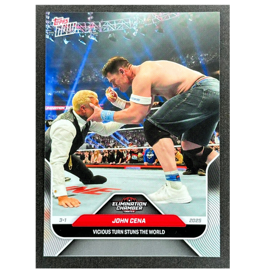 John Cena 2025 WWE Topps Now Elimination Chamber „Vicious turn stuns the world“ #29