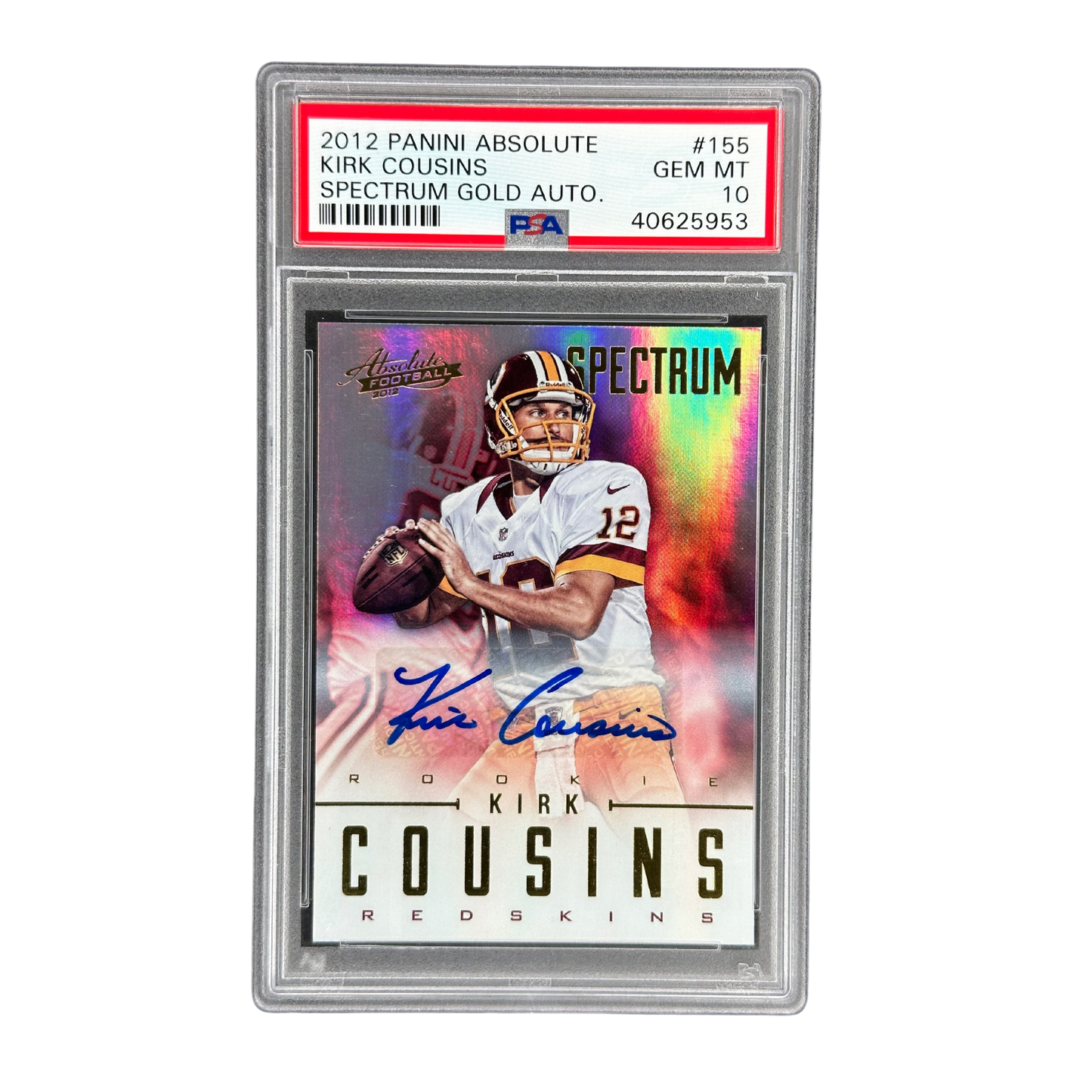 Kirk Cousins 2012 Absolute Spectrum Gold Auto RC 95/299 PSA 10 #155