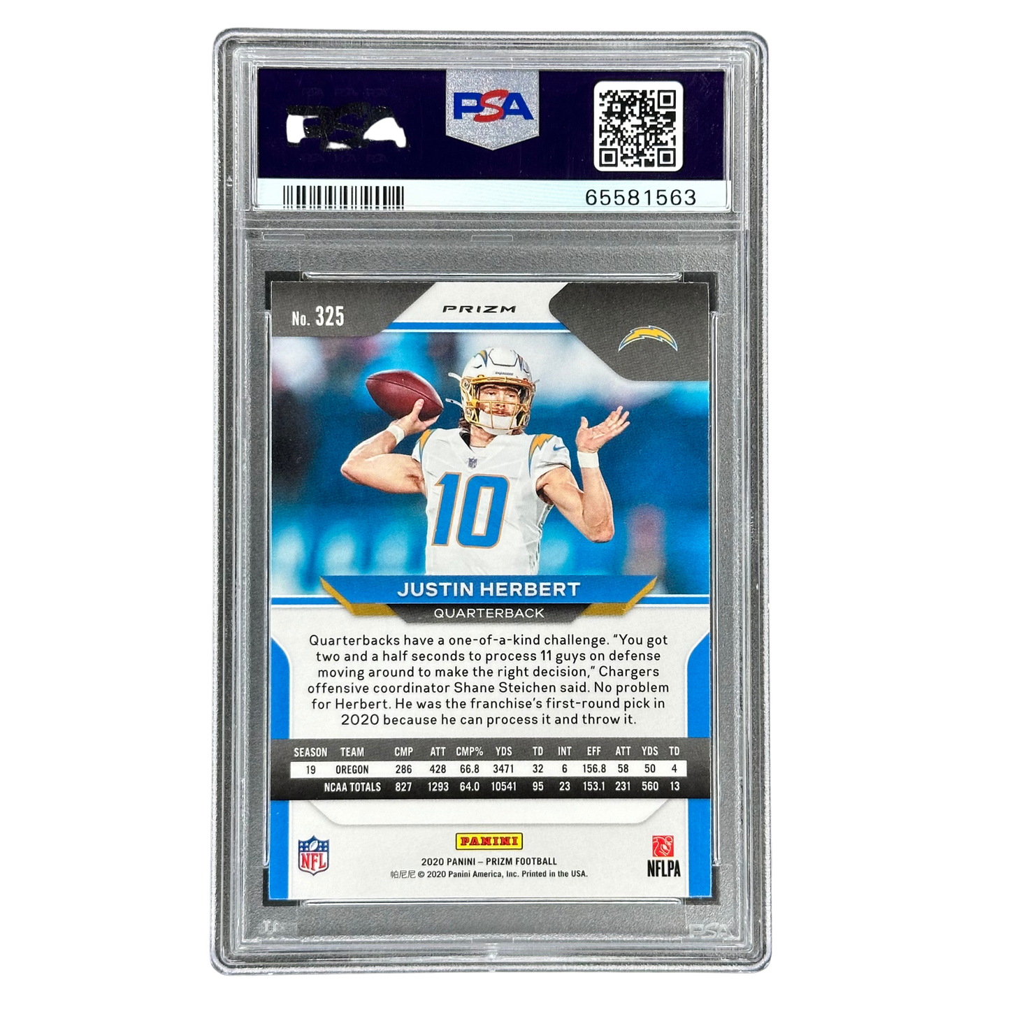Justin Herbert 2020 Prizm Disco RC Rookie Card PSA 10 #325