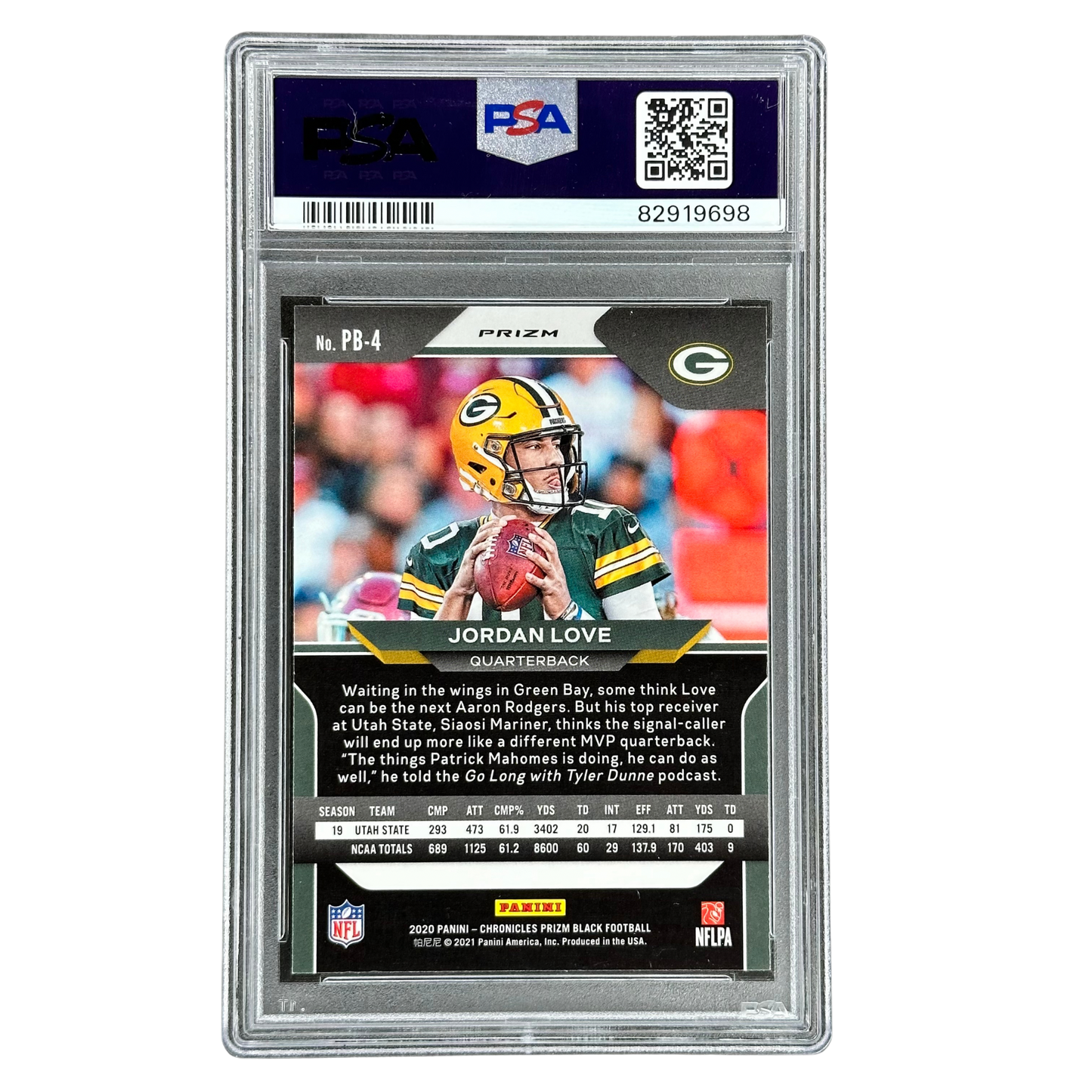 Jordan Love 2020 Prizm Black Silver RC Rookie Card PSA 10 #PB4