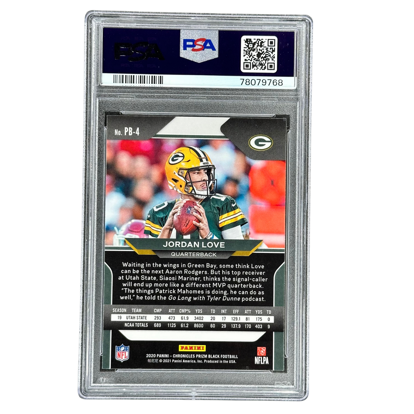 Jordan Love 2020 Prizm Black RC Rookie Card PSA 10 #PB4