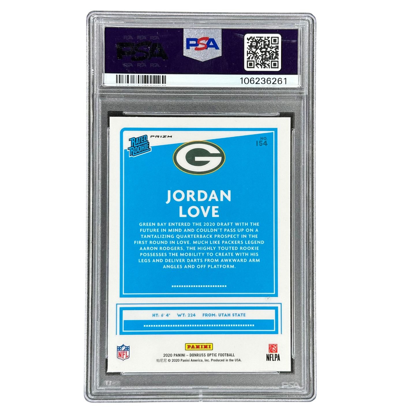 Jordan Love 2020 Optic Holo RC Rookie Card PSA 9 #154