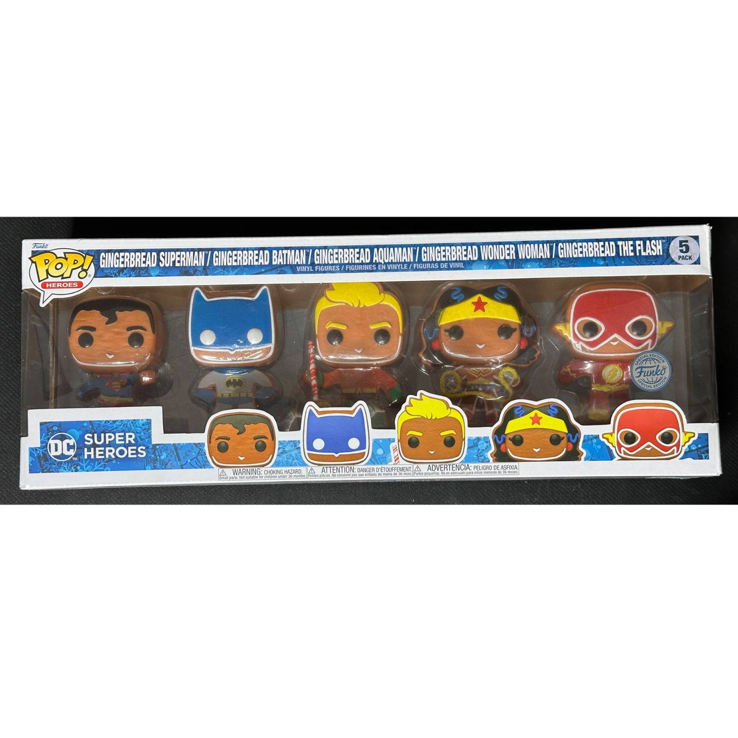 Funko Pop! DC 5 Pack Gingerbread Superman, Batman, Aquaman, Wonderwoman, the Flash