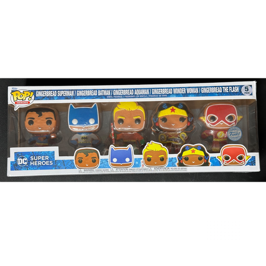 Funko Pop! DC 5 Pack Gingerbread Superman, Batman, Aquaman, Wonderwoman, the Flash