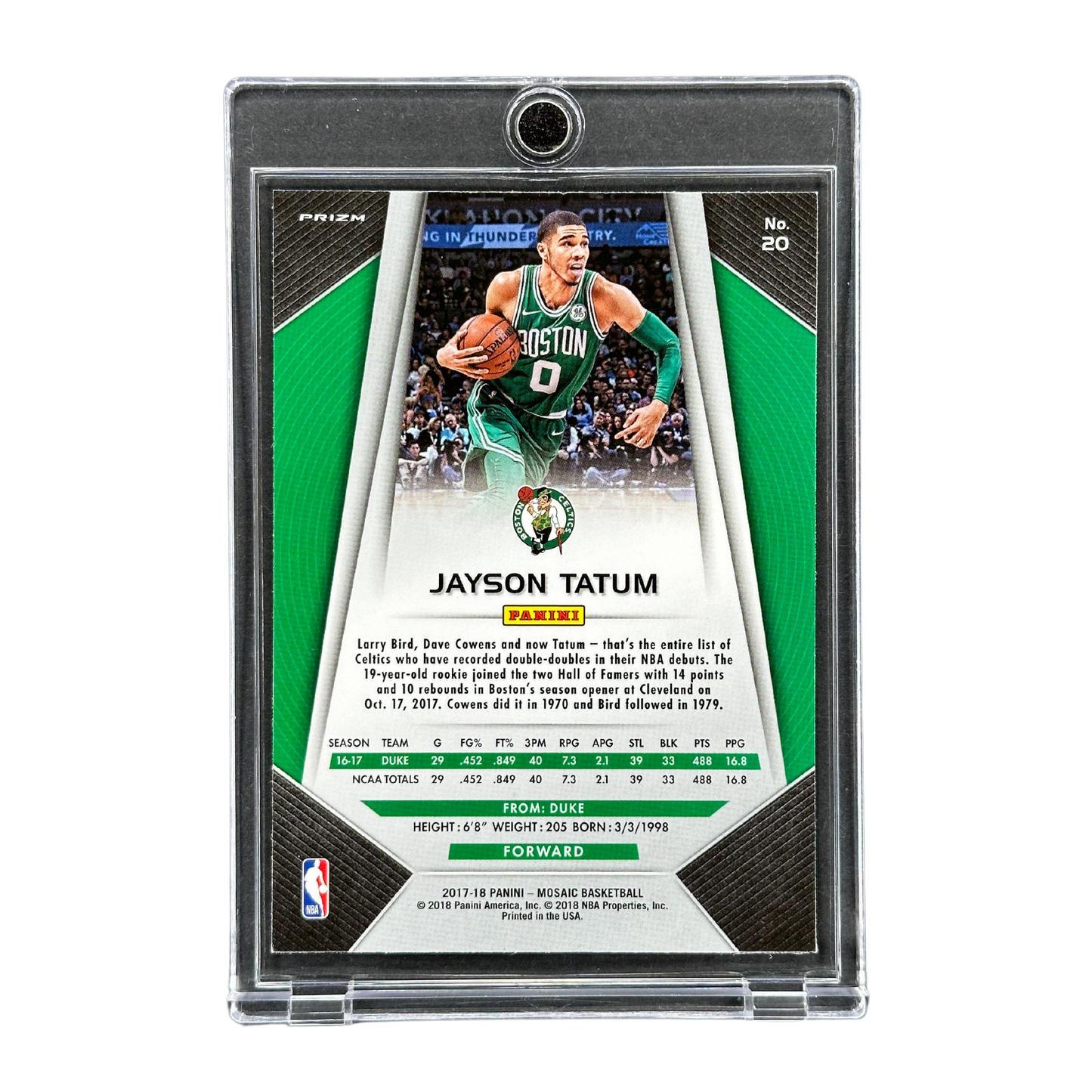 Jayson Tatum 2017 Prizm Mosaic Blue RC Rookie Card #20
