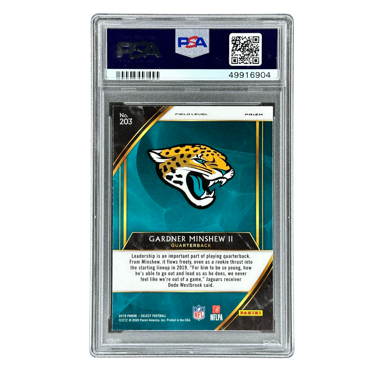 Gardner Minshew II 2019 Select Silver Field Level RC Rookie Card PSA 10 #203