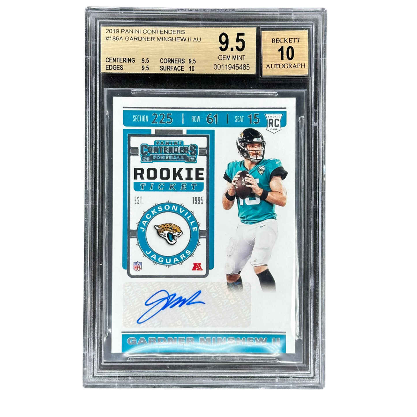 Gardner Minshew II 2019 Contenders RC Rookie Ticket Car BGS 9.5 #186