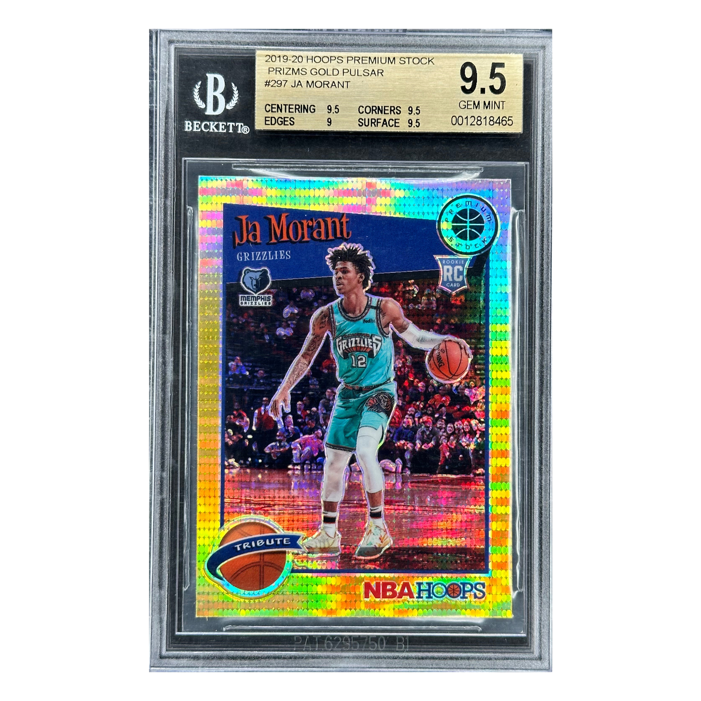 Ja Morant 2019 Hoops Premium Stock Gold Pulsar Tribute RC Rookie Card BGS 9.5 #297