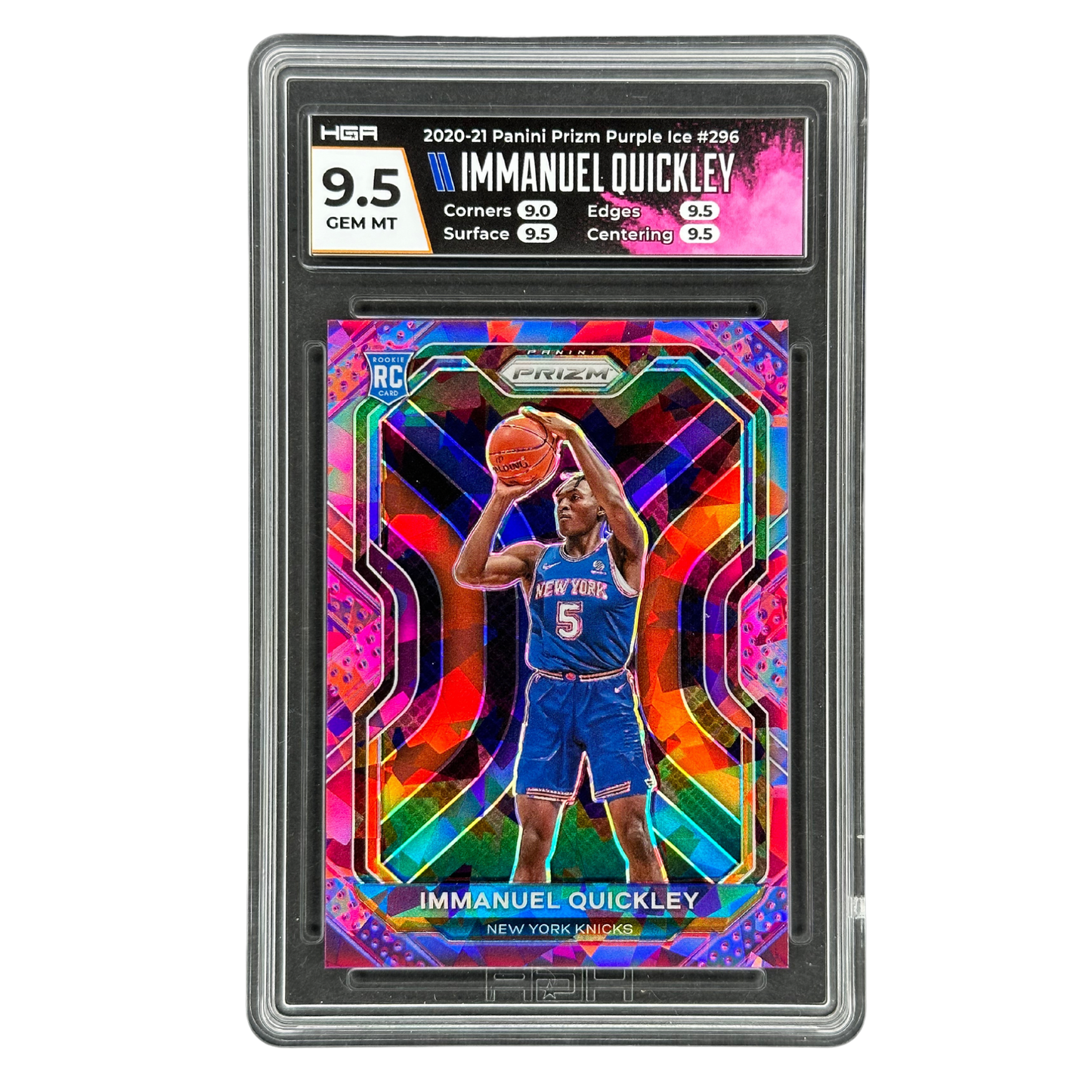 Immanuel Quickley 2020-21 Prizm Purple Ice 40/175 RC Rookie Card HGA 9.5 #296