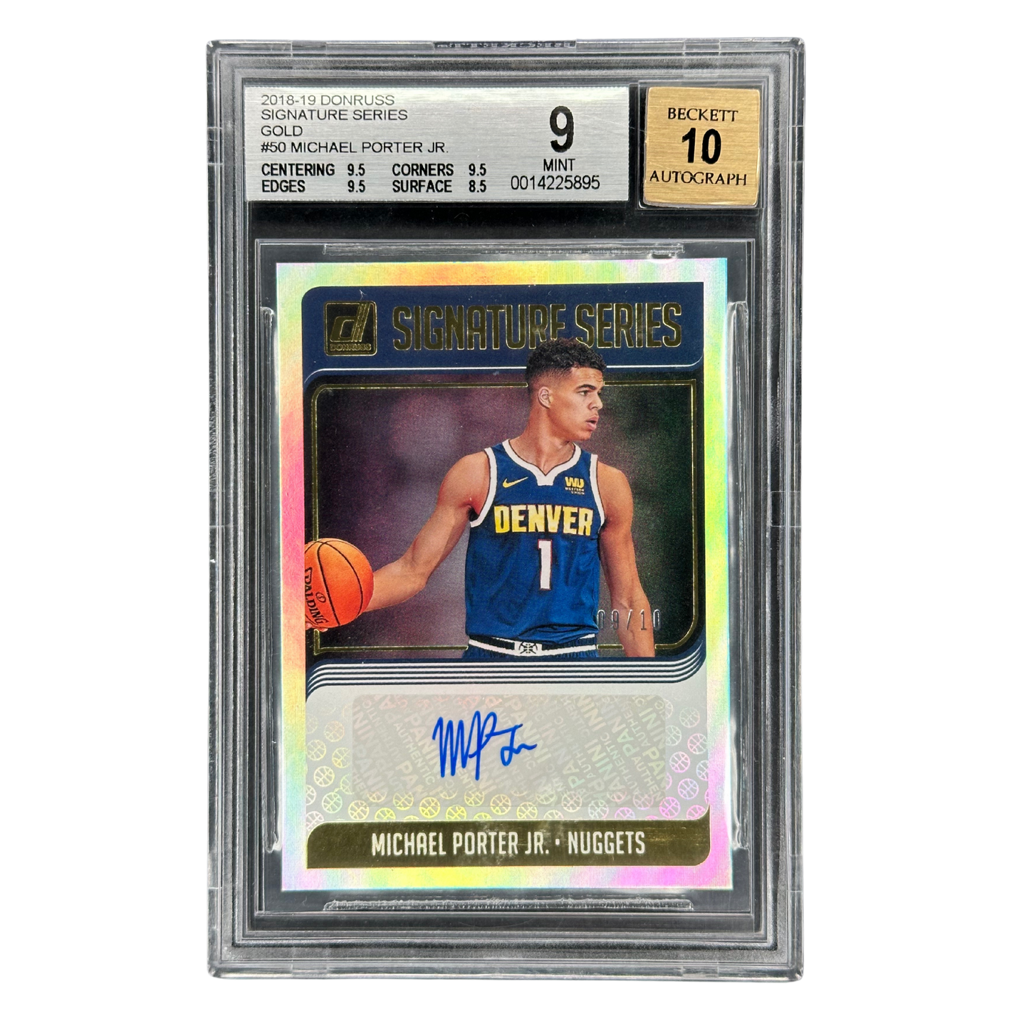 Michael Porter Jr. 2018 Donruss Signature Series Gold 9/10 RC Rookie Card Auto BGS 9 Auto 10 #50