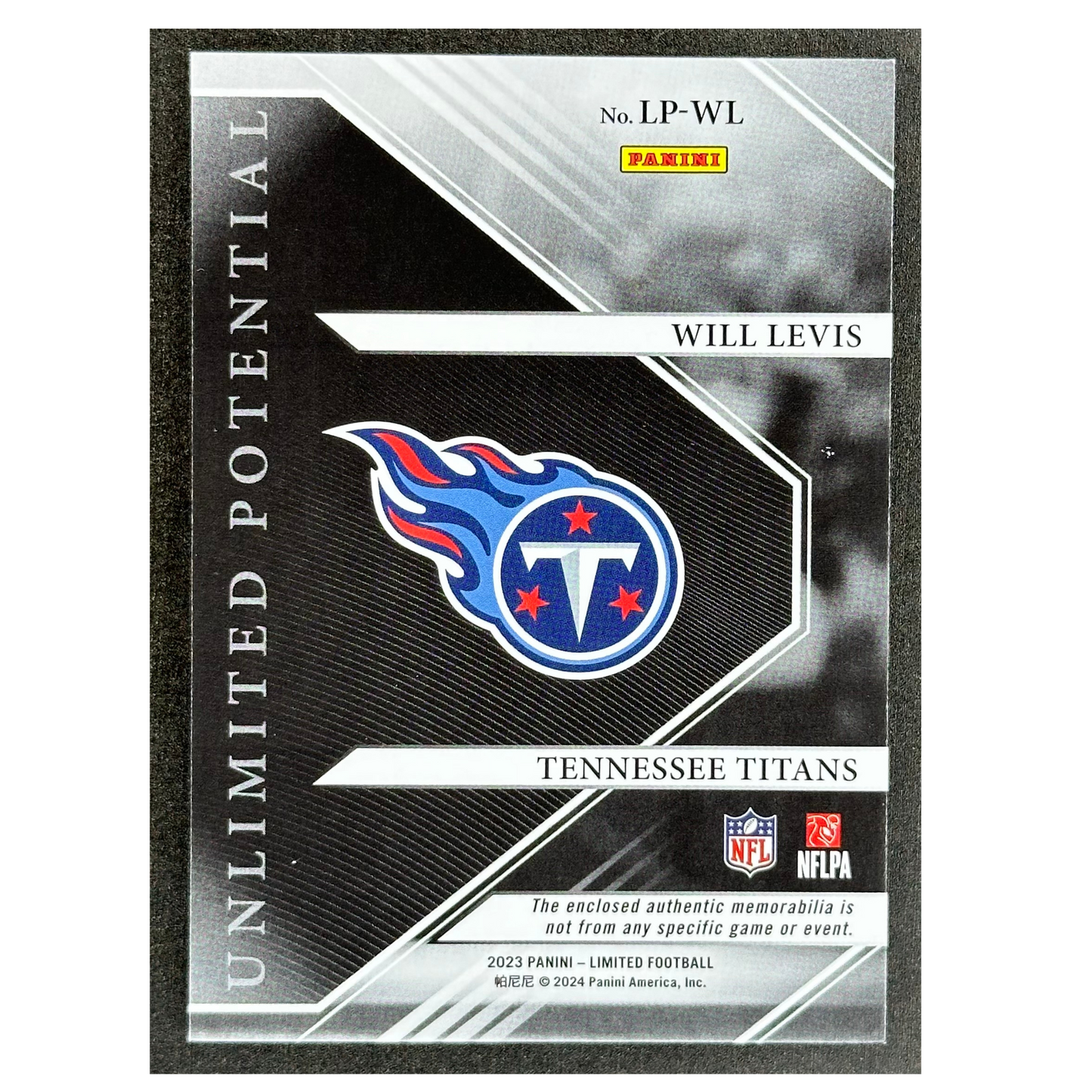 Will Levis 2023 Limited Unlimited Potential Patch RC Rookie Card 11/75 #LP-WL