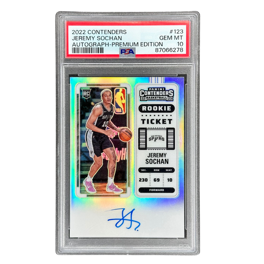 Jeremy Sochan 2022 Contenders Auto Premium Edition Rookie Ticket PSA 10 #123