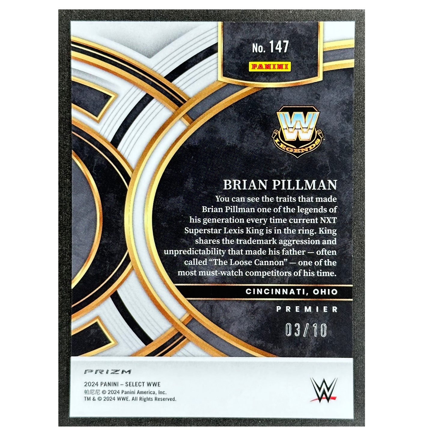 Brian Pillman 2024 Select Gold Shimmer 3/10 #147