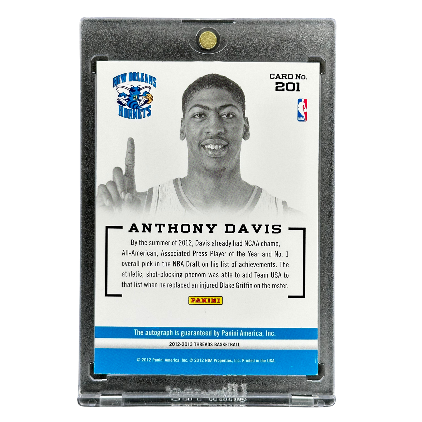 Anthony Davis 2012 Threads RC Rookie Card Auto #201
