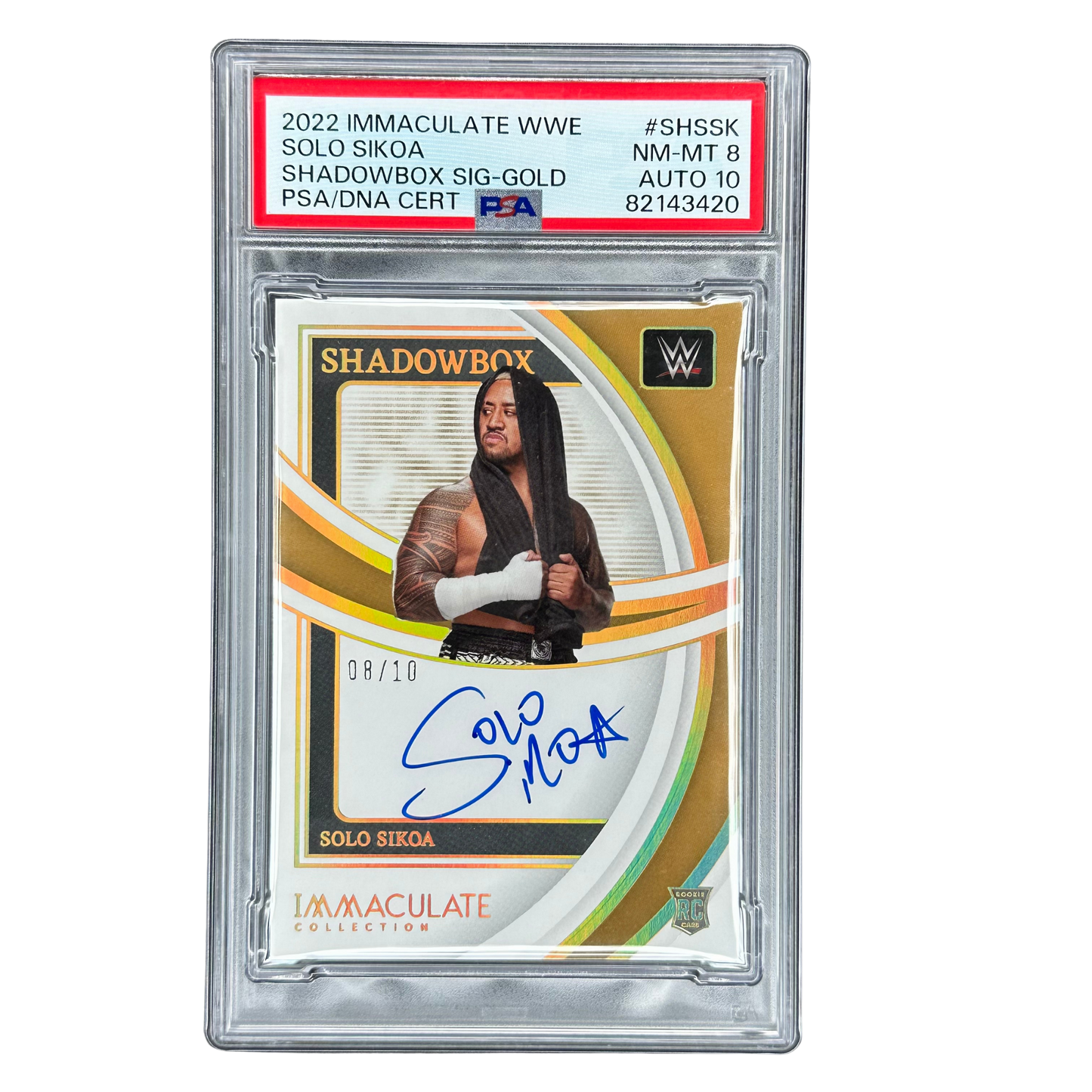 Solo Sikoa 2022 Immaculate Shadowbox Gold Auto 8/10 PSA 8 #SHSSK