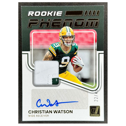 Christian Watson 2022 Donruss Rookie Phenom RPA Patch Auto 22/49 #RPA-15