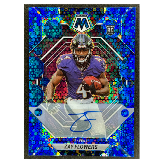 Zay Flowers 2023 Mosaic Blue No Huddle Auto RC Rookie Card #380