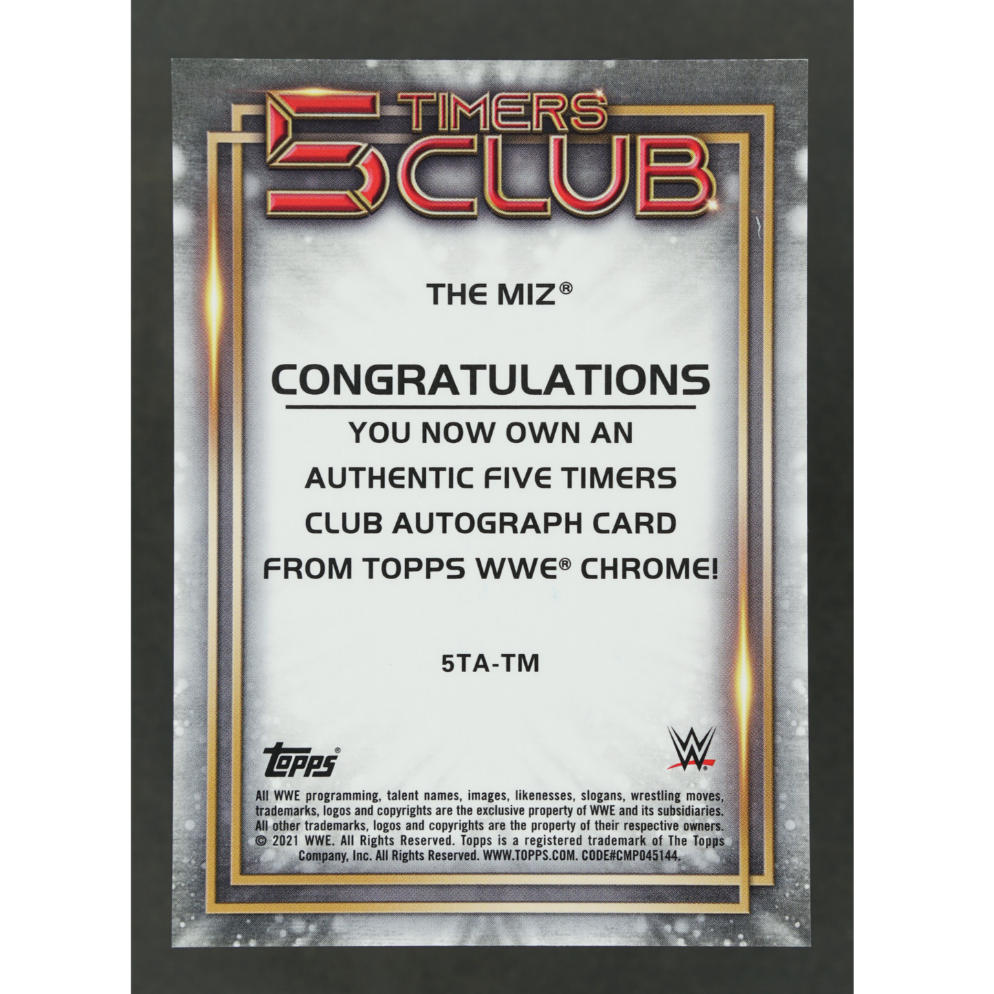 The Miz 2021 5 Timers Club Auto 15/99 #5TA-TM