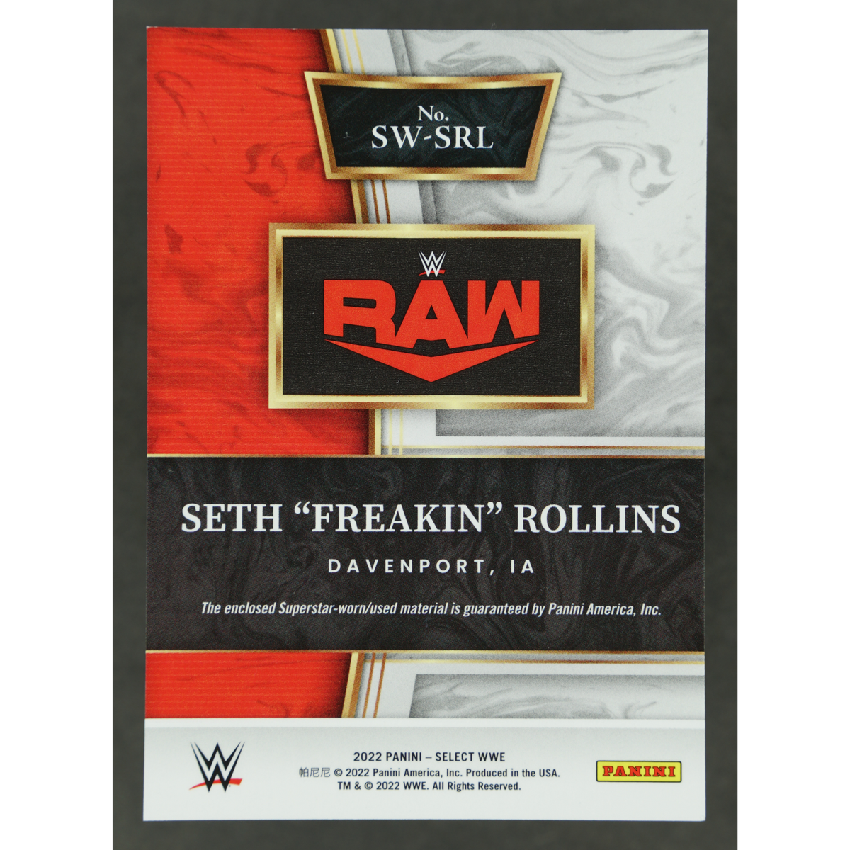 Seth "Freakin" Rollins 2022 Select Memorabilia #SW-SRL