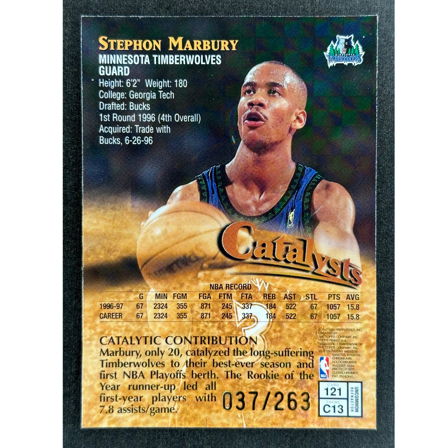 Stephon Marbury 1997-98 Finest Catalysts 37/263 Refractor #121