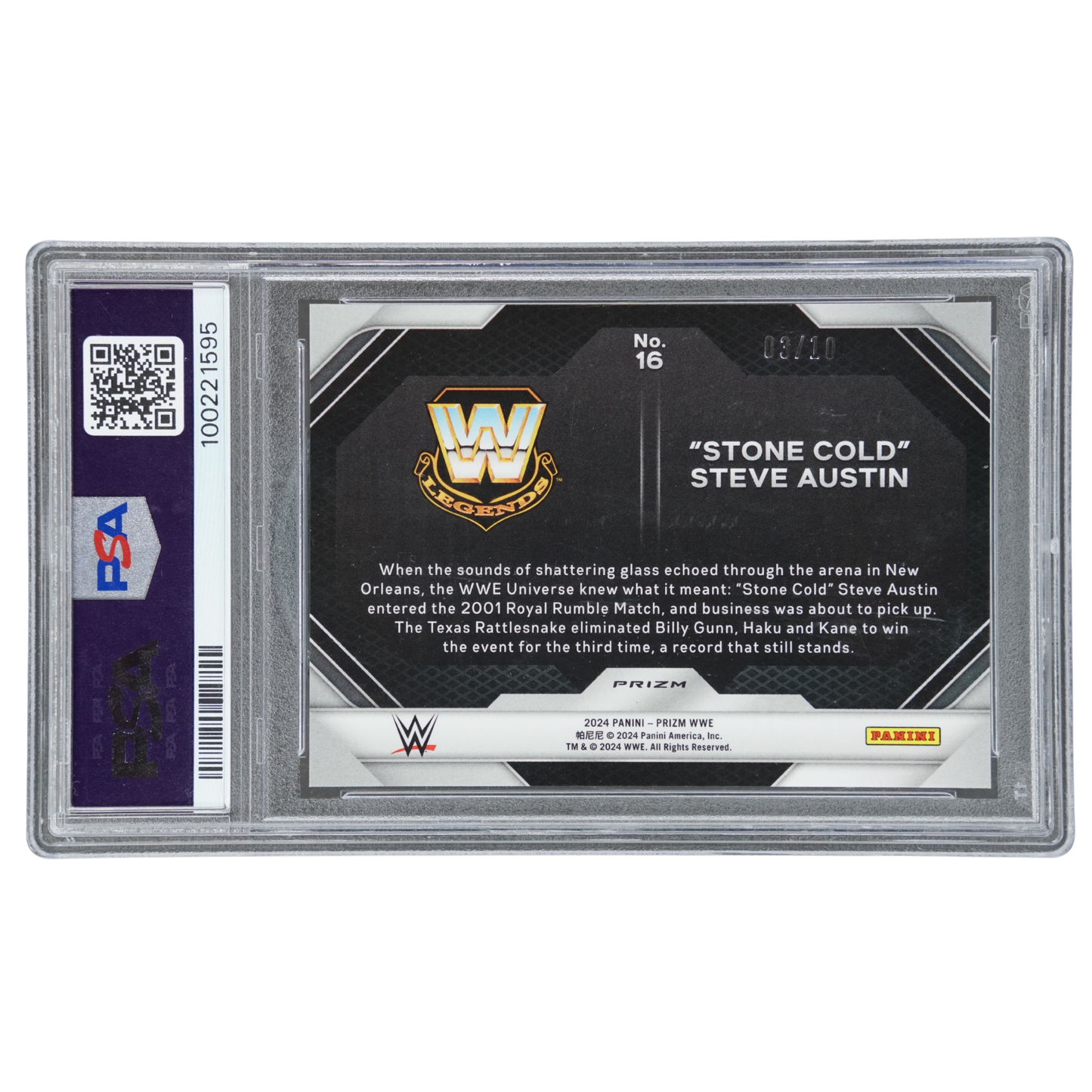 "Stone Cold" Steve Austin 2024 Prizm Rumble Performances Gold 3/10 PSA 10 #16