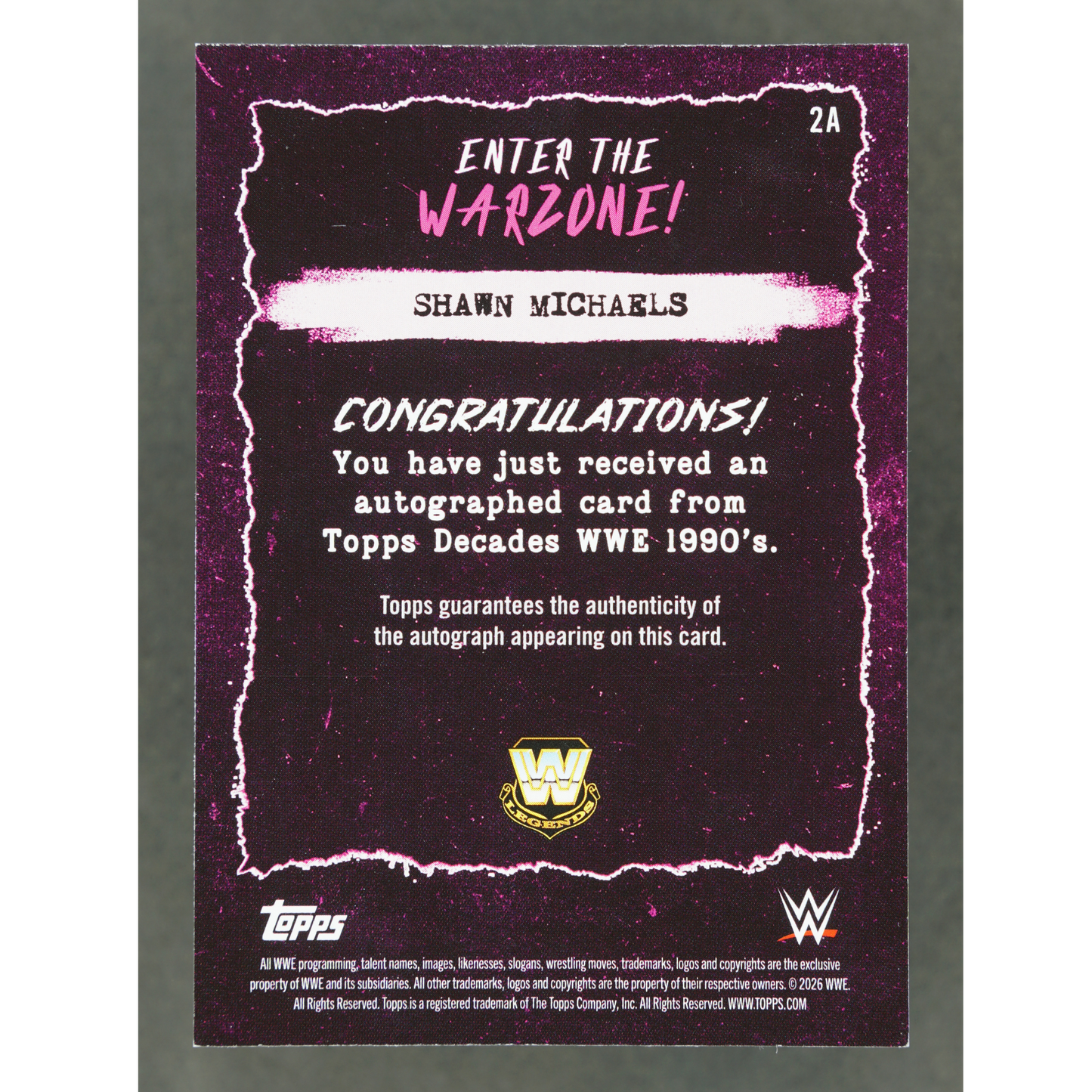 Shawn Michaels 2026 WWE Decades Enter the Warzone Auto 31/75 #2A