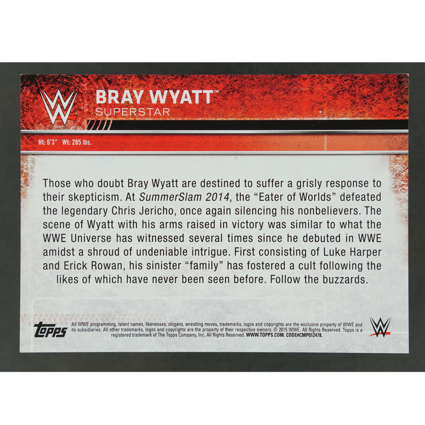 Bray Wyatt 2015 Topps Auto