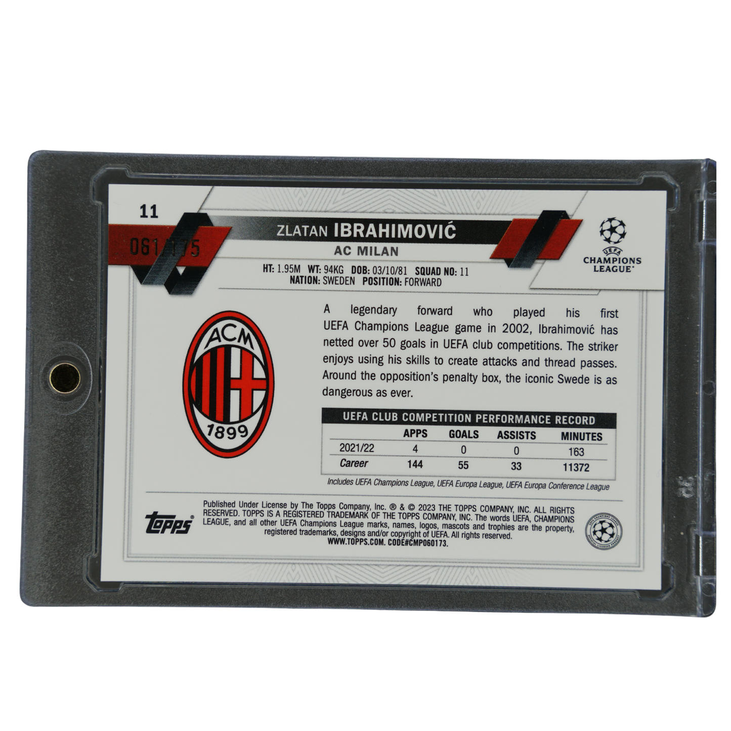 Zlatan Ibrahimovic 2023 Chrome 61/175 #11
