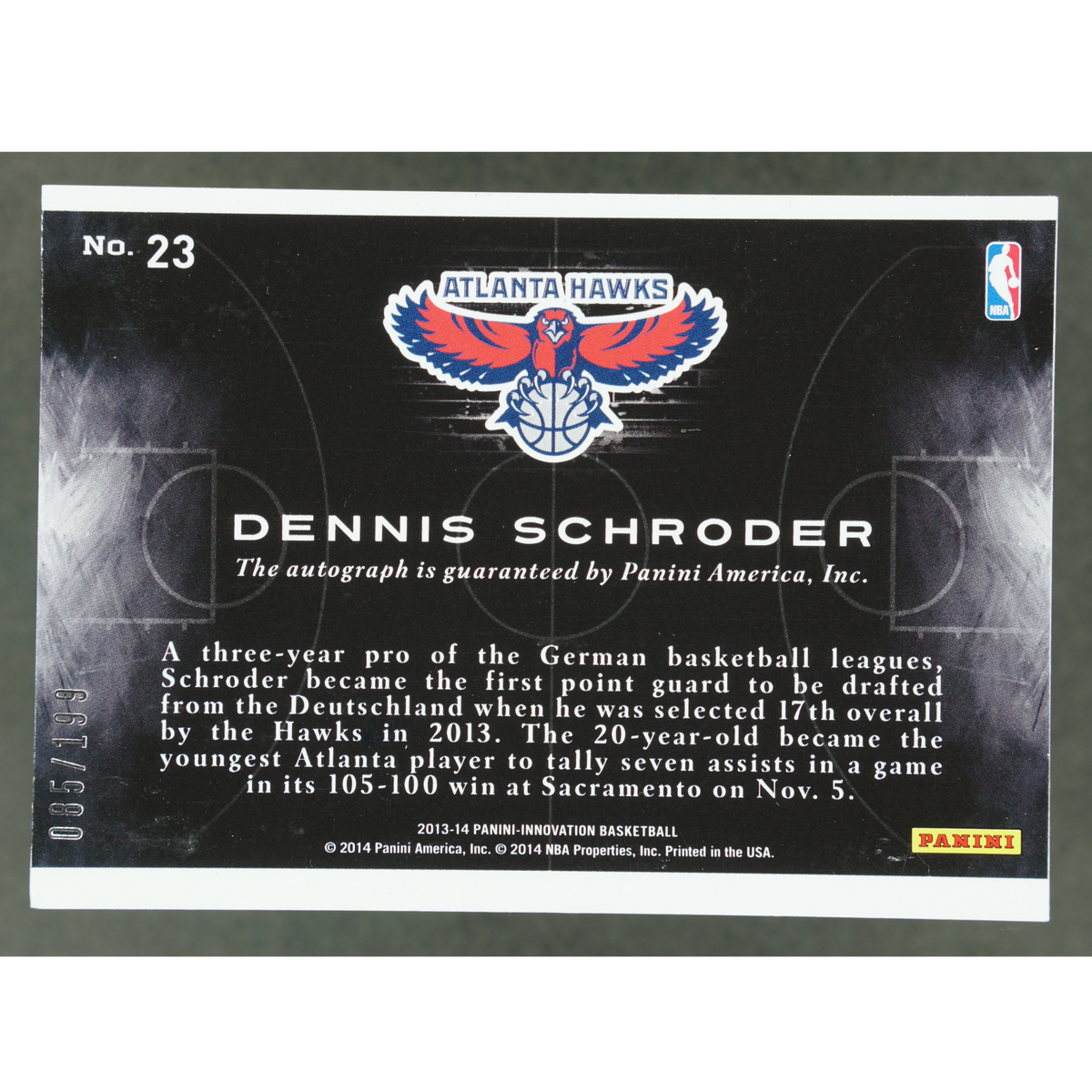 Dennis Schröder 2013-14 Innovation RC Auto 85/199 #23