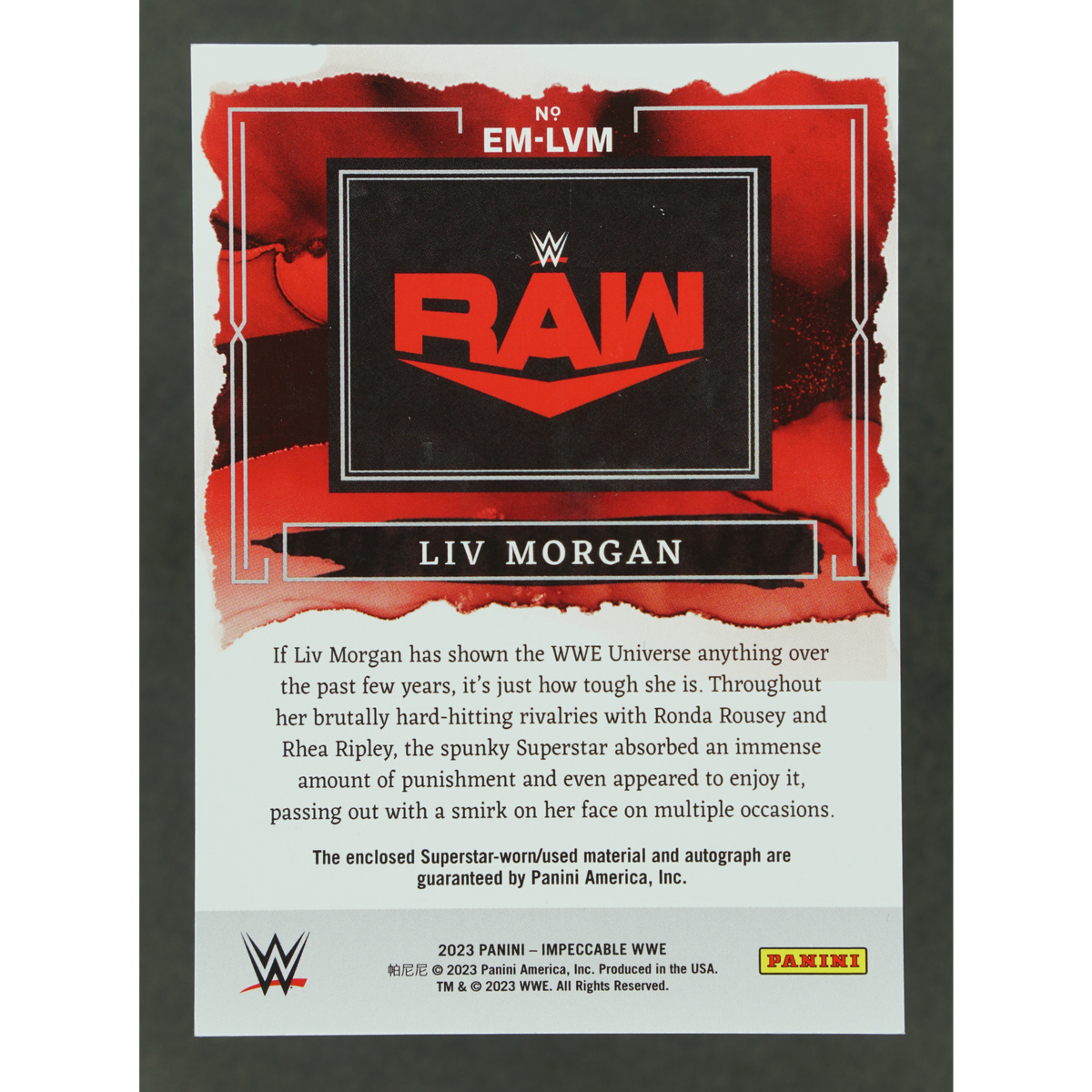 Liv Morgan 2023 Impeccable Elegance Memorabilia Auto 4/75 #EM-LVM