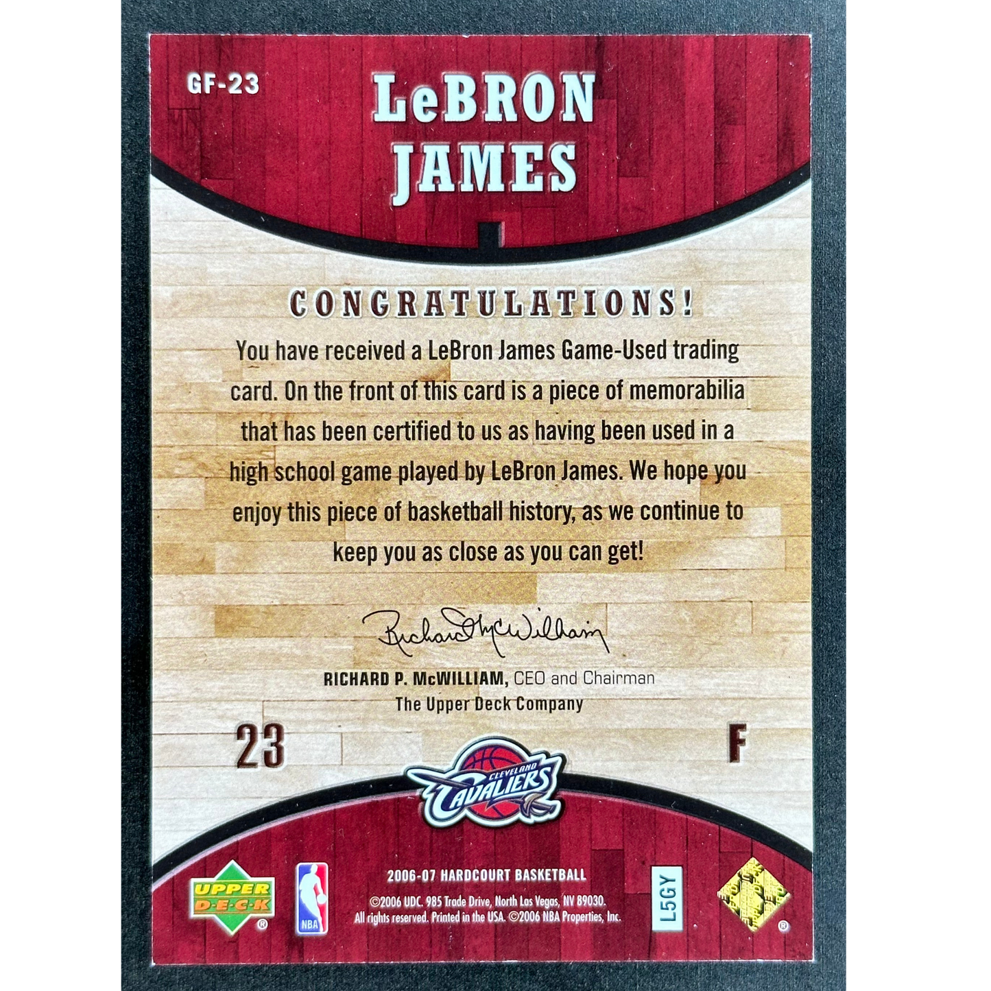 Lebron James 2006 Hardcourt Jersey #GF-23