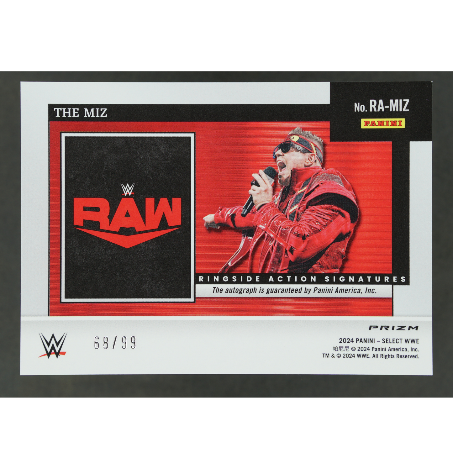 The Miz 2024 Select Ringside Action Signatures Auto Red 60/99 #RA-MIZ