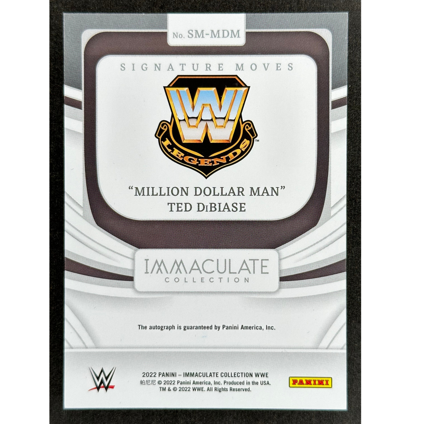 "Million Dollar Man" Ted DiBiase 2022 Immaculate Signature Moves Auto 12/99 #SM-MDM