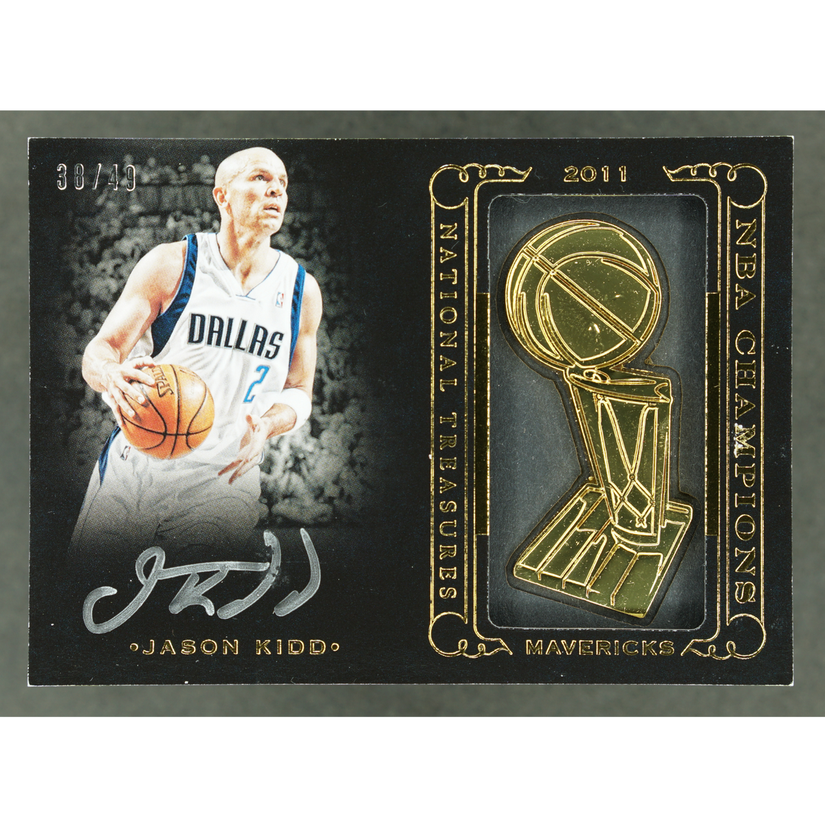Jason Kidd 2014-15 National Treasures 2011 NBA Champions Trophy Auto 38/49 #NBA-JK