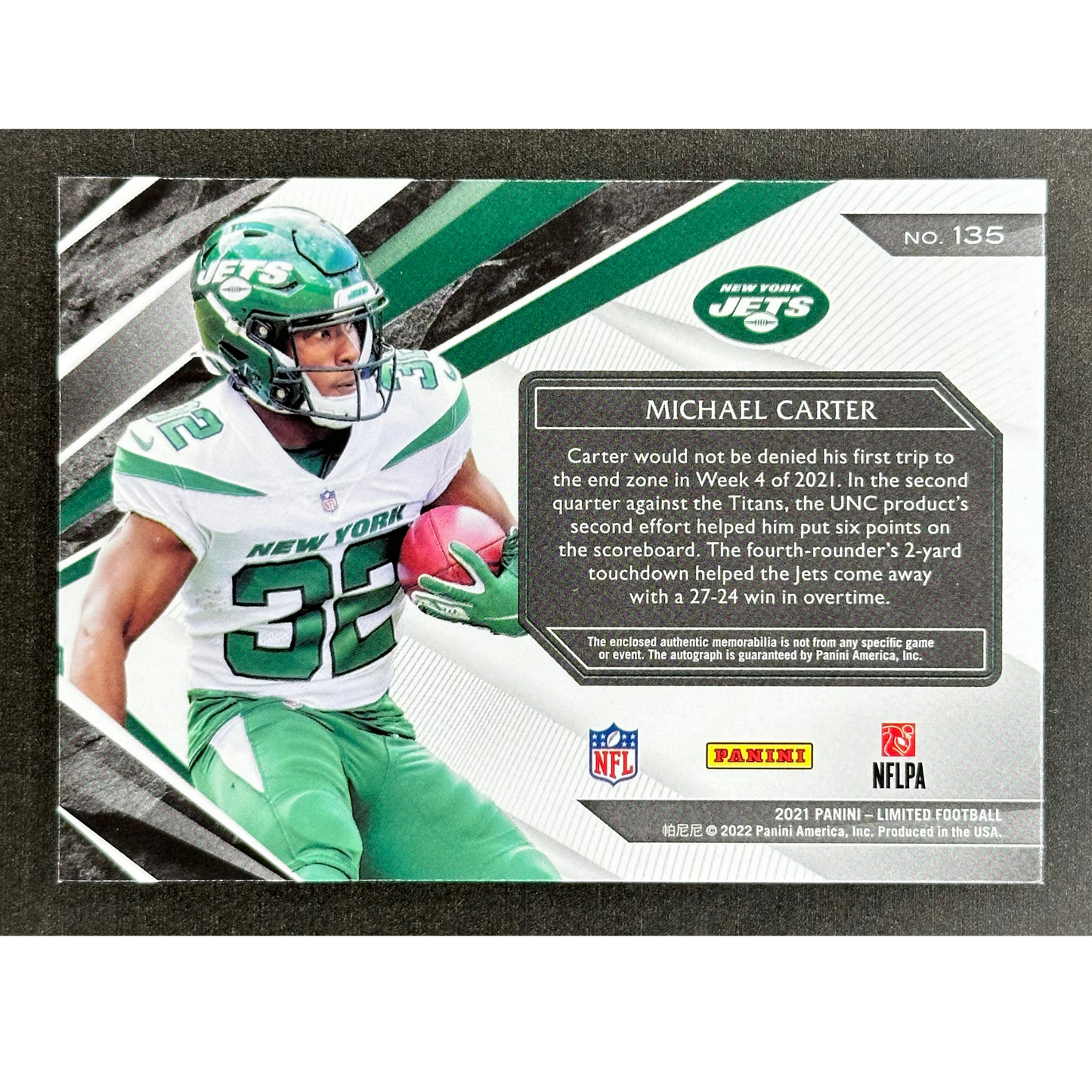 Michael Carter 2021 Limited Rookie Patch Auto RPA 1/49 #135
