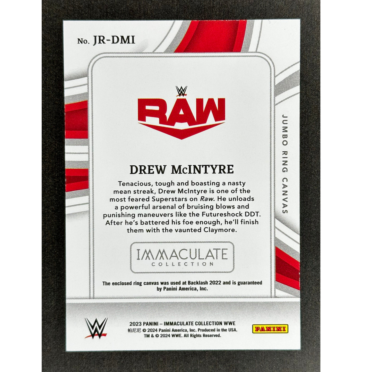 Drew McIntyre 2023 Immaculate Jumbo Ring Canvas 15/99 #JR-DMI