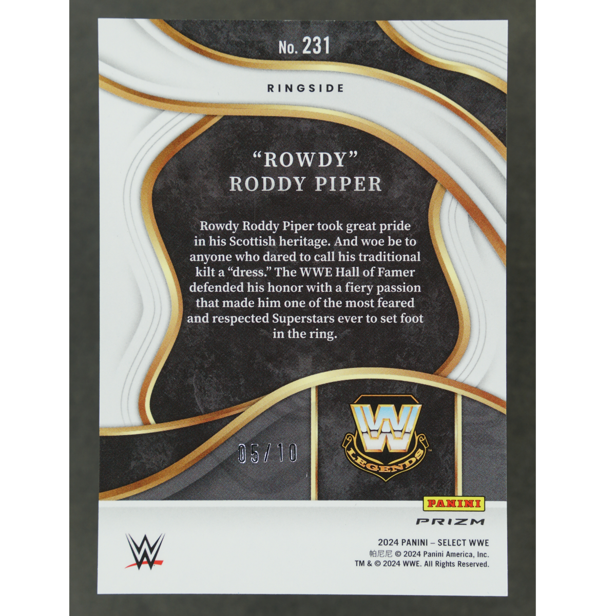 "Rowdy" Roddy Piper 2024 Select Ringside Gold 5/10 #231