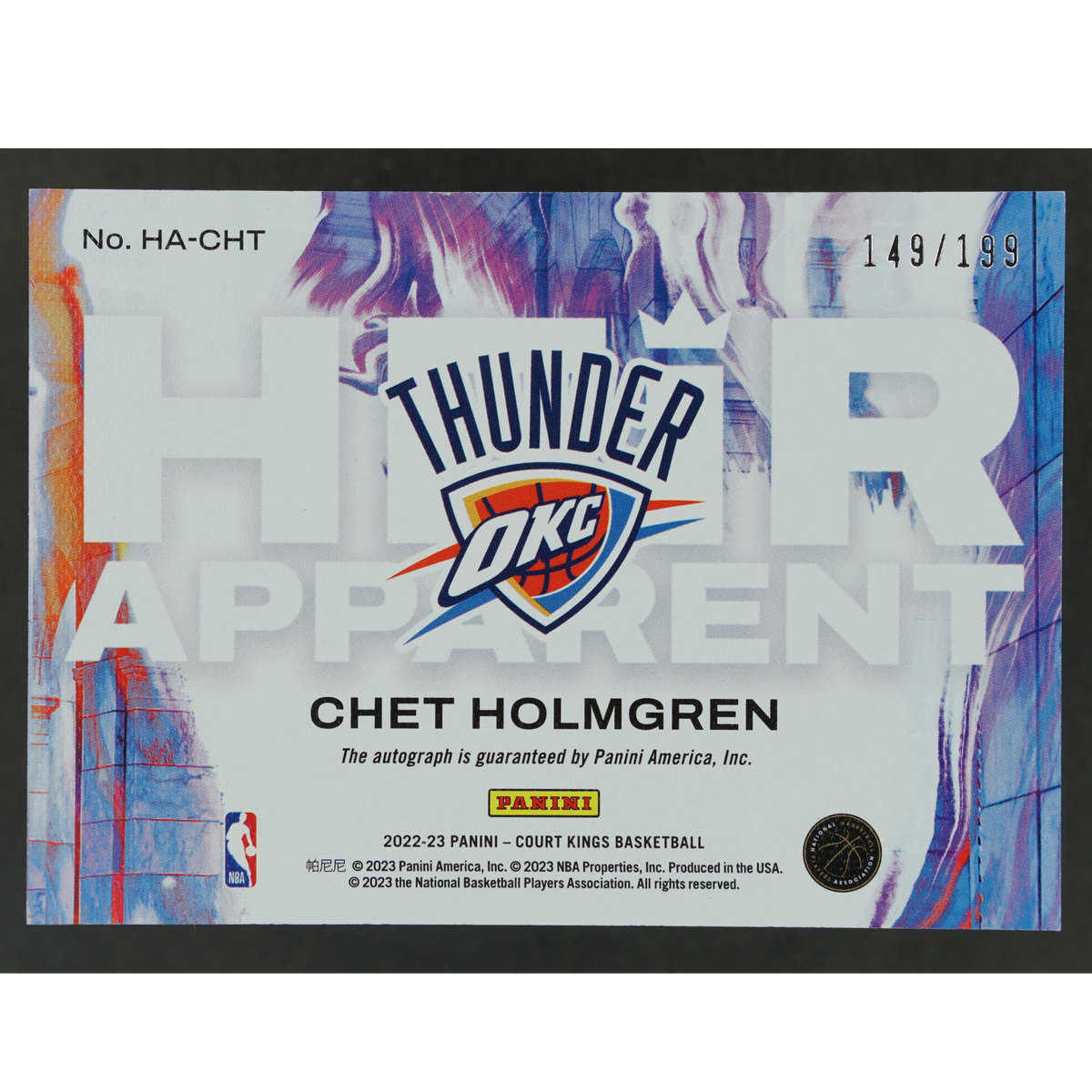Chet Holmgren 2022-23 Court Kings Heir Apparent RC Auto 149/199 #HA-CHT