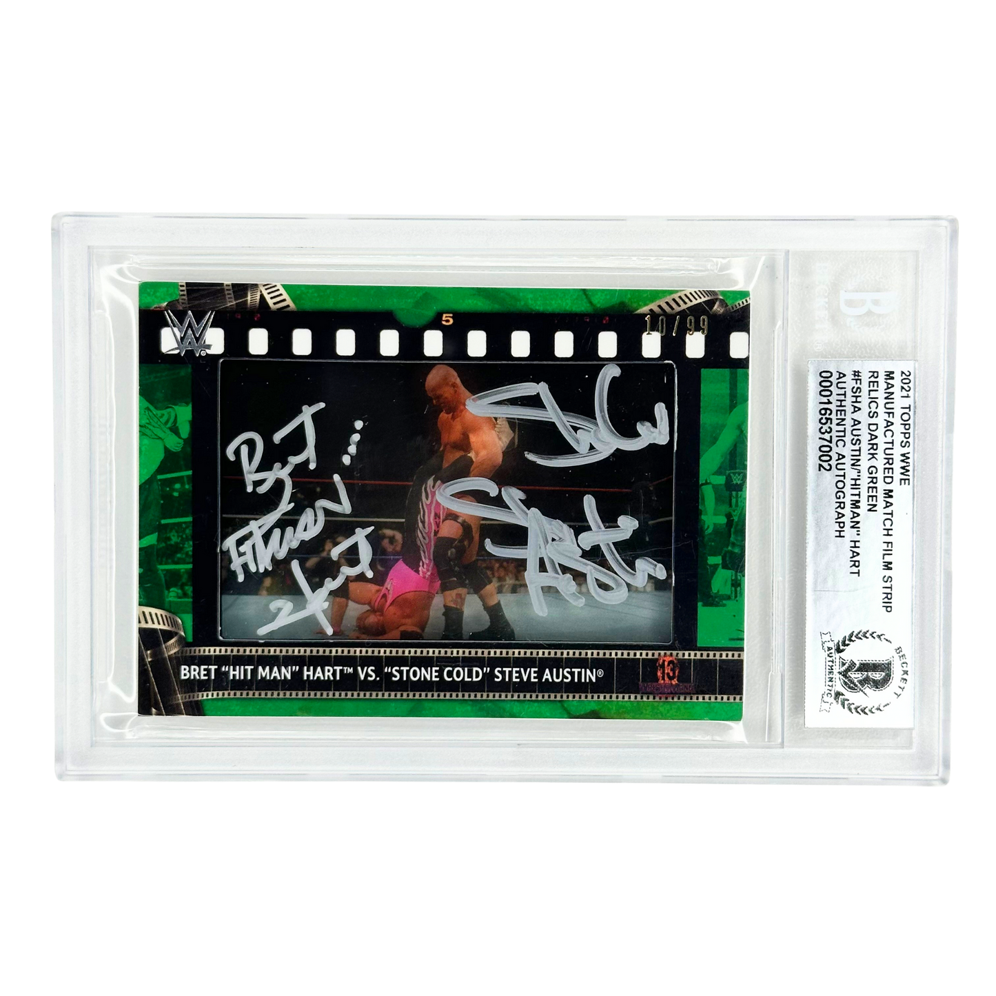 Bret „the Hitman“ Hart vs „Stone Cold“ Steve Austin 2021 Film Strip 10/99 Dual Signed #FS-HA