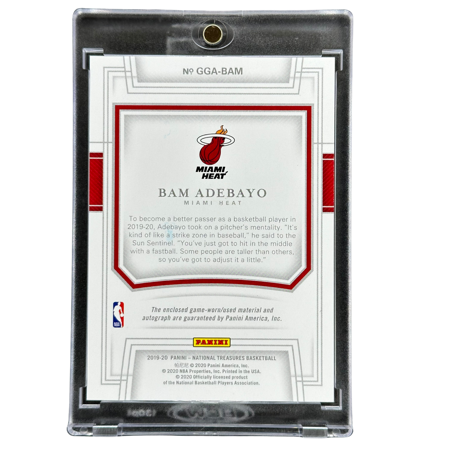 Bam Adebayo 2019 National Treasures Patch Auto 3/25 #GGA-BAM