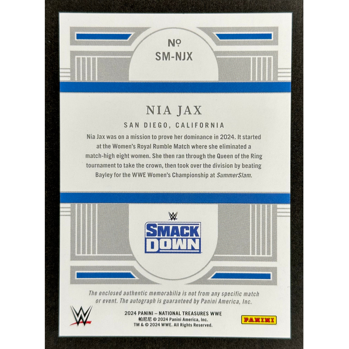Nia Jax 2024 National Treasures Memorabilia Auto 45/99 #SM-NJX