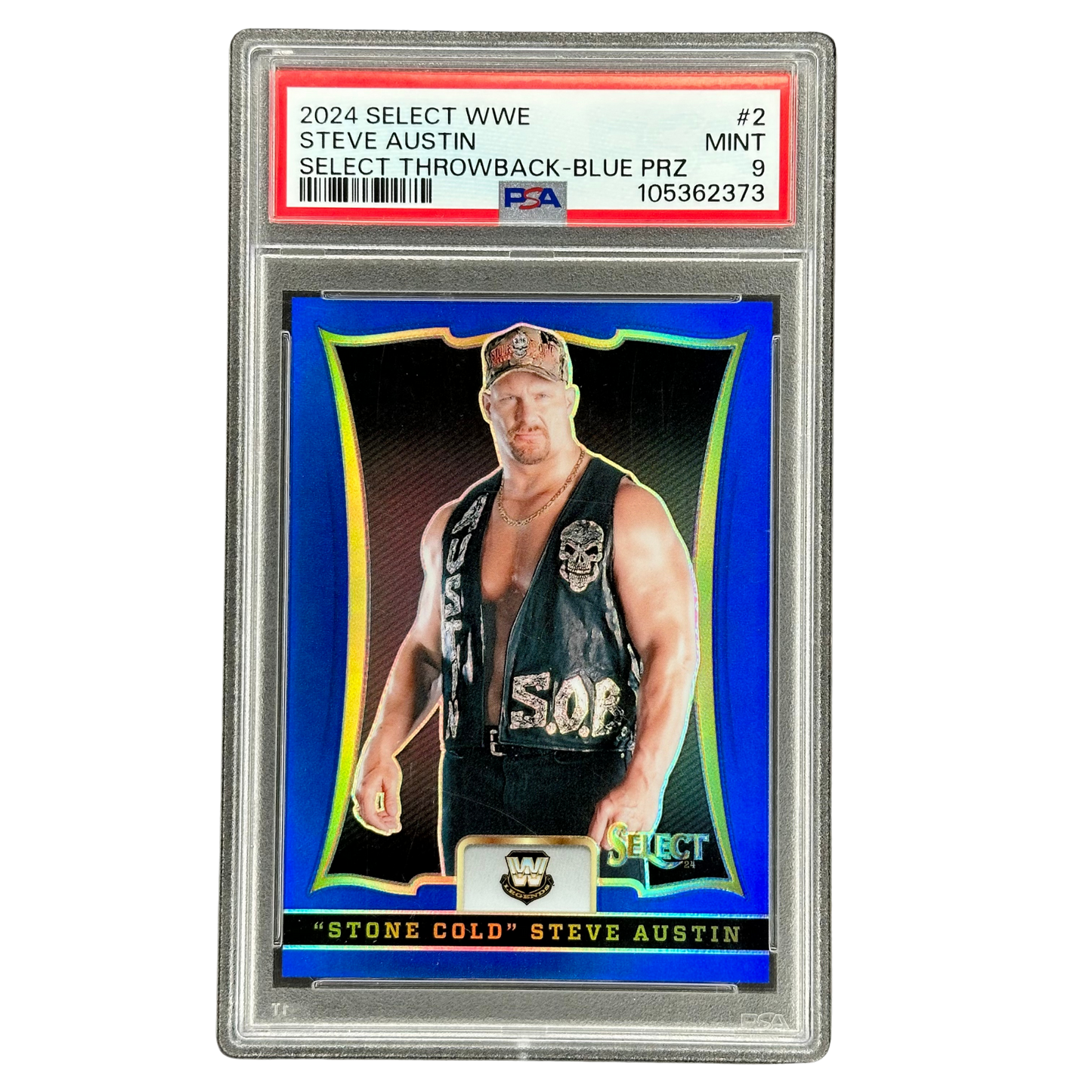 "Stone Cold" Steve Austin 2024 Select Throwback Blue Prizm 5/49 PSA 9 #2