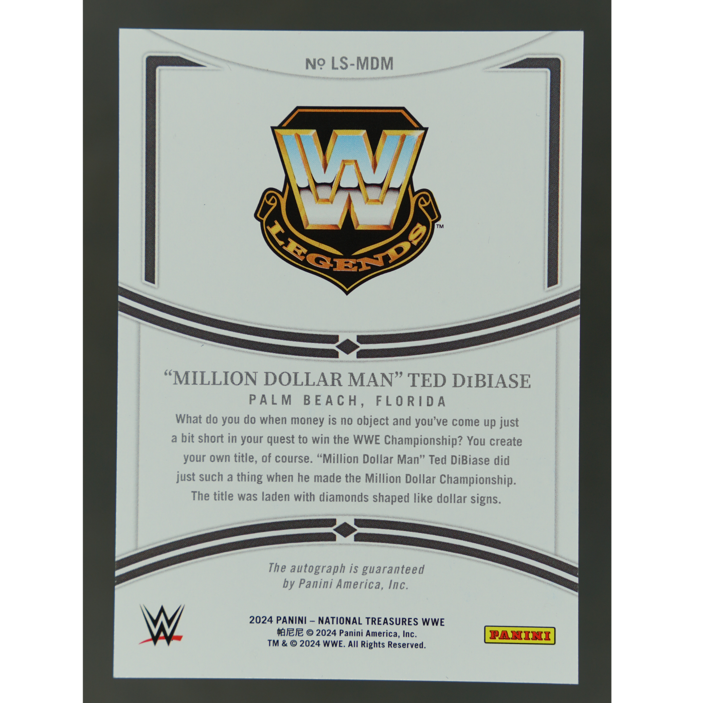 "Million Dollar Man" Ted DiBiase 2024 National Treasures Auto 17/99 #LS-MDM