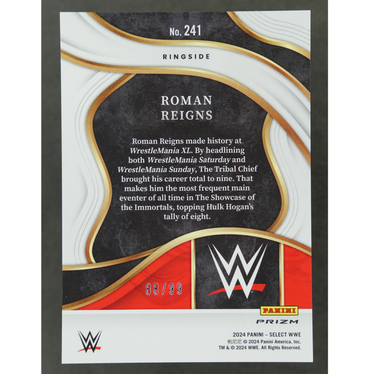 Roman Reigns 2024 Select Ringside 88/99 #241
