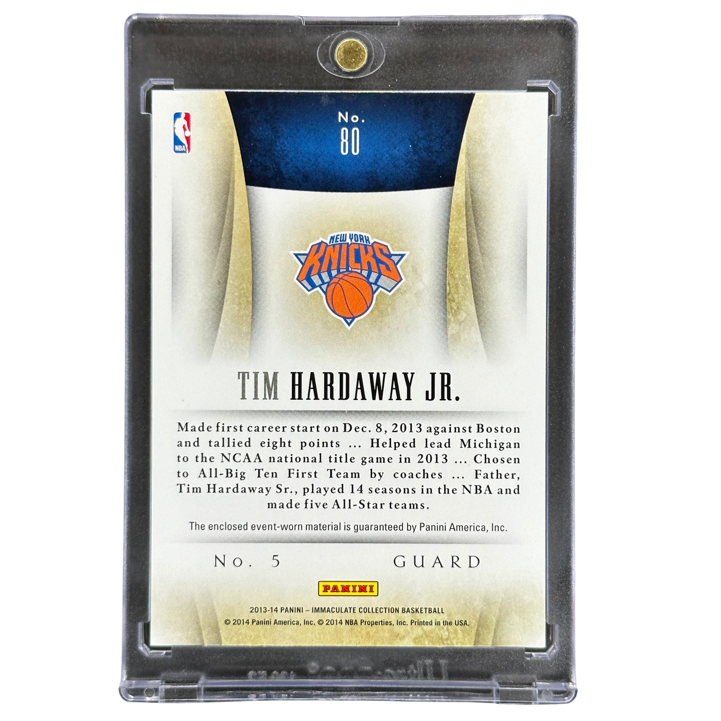 Tim Hardaway Jr. 2013 Immaculate Numbers Patch RC 44/50 #80