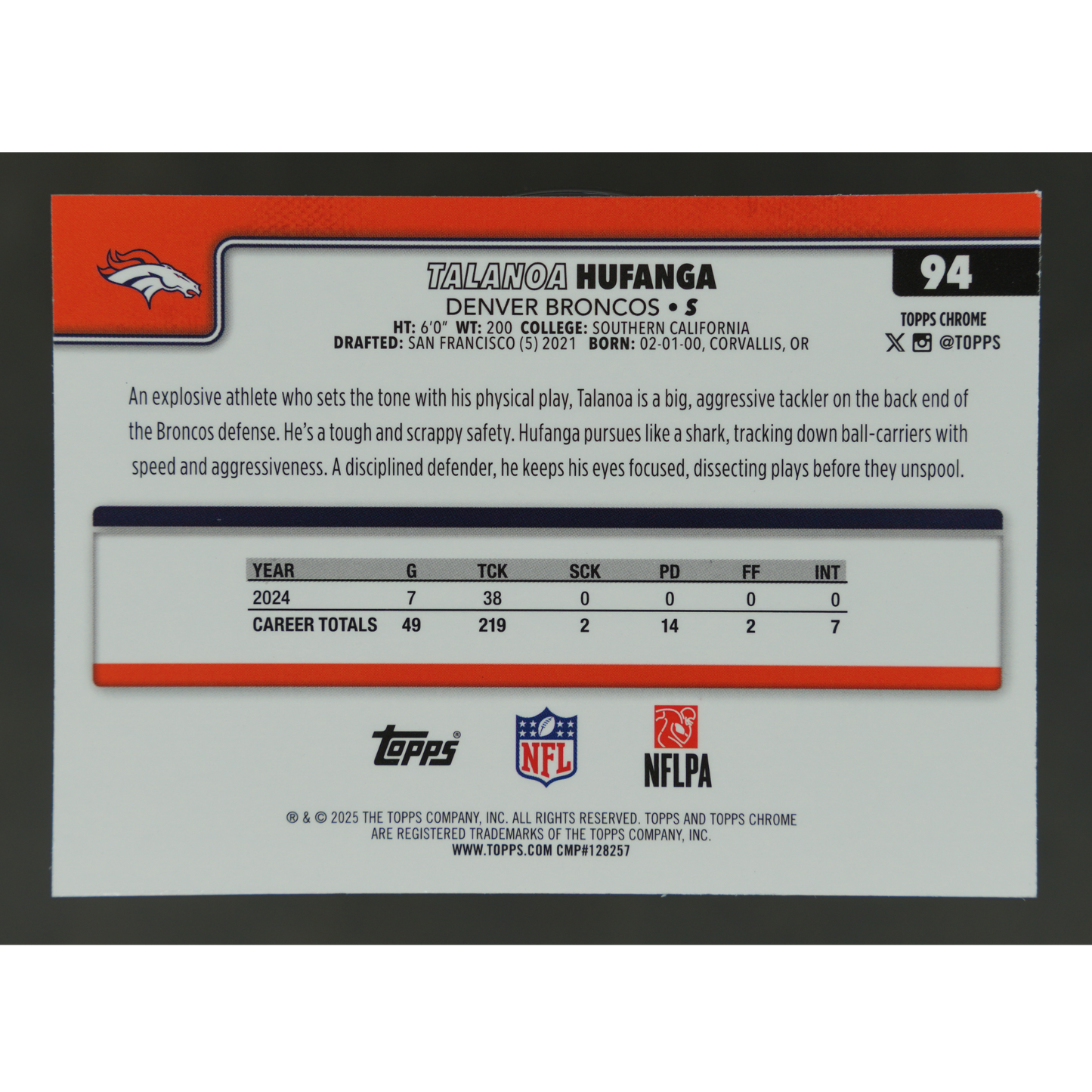 Talanoa Hufanga 2025 Chrome 272/275 #94