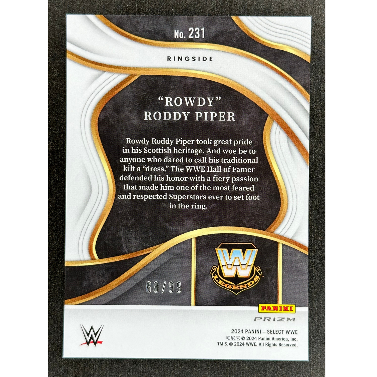 "Rowdy" Roddy Piper 2024 Select Ringside 68/99 #231