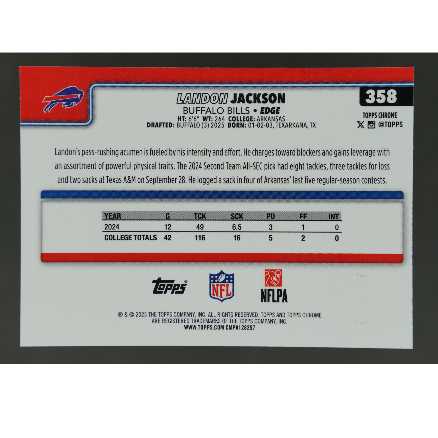 Landon Jackson 2025 Chrome RC 32/275 #358