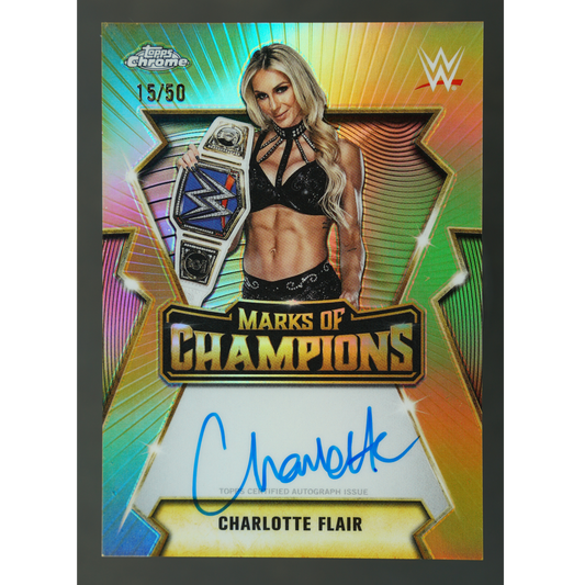 Charlotte Flair 2026 Chrome Marks of Champions Auto Gold 15/50 #MOC-CF