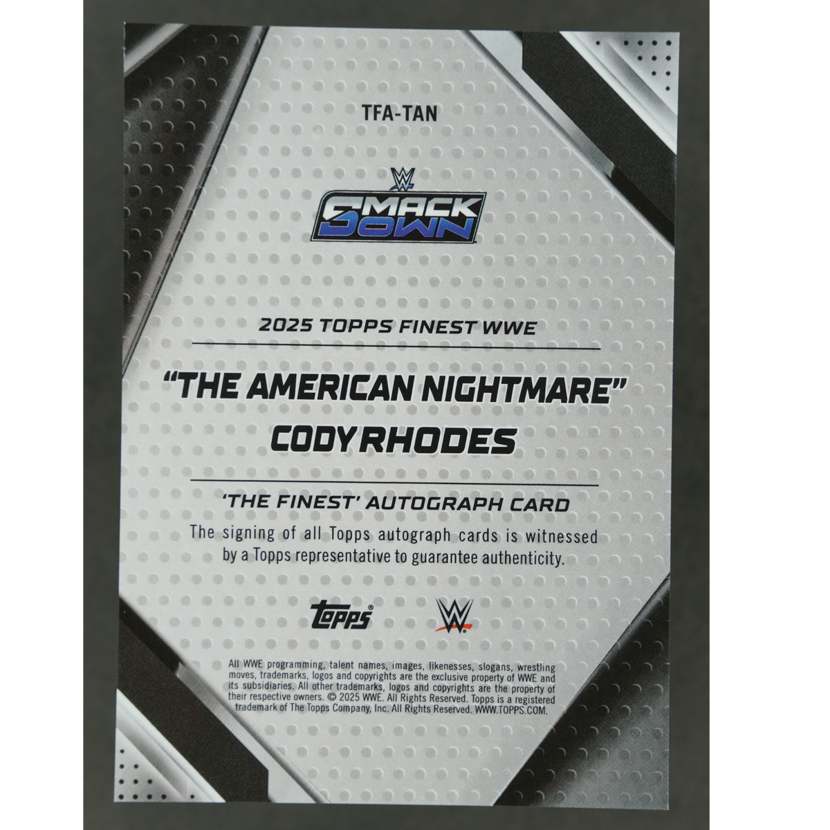 Cody Rhodes 2025 Finest The Finest Auto 9/75 #TFA-TAN